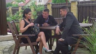 A pliable brunette gave all her holes to a couple of gallant gentlemen