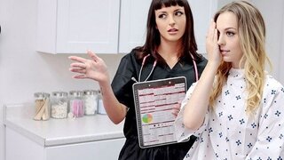 A gynecologist fucks a patient and a nurse during an examination