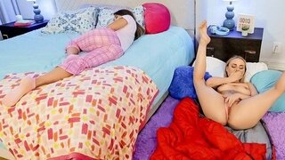 A girl at a sleepover is naughty with her best friend's mom