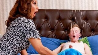 The stepmother just touched the cock - and then the fountain!
