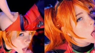 Hot slut Asuka Langley. Sloppy Blowjob and Pussy Creampie. MollyRedWolf