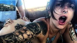Porn inside an abandoned Bus in DESERT -Amateur Porn Vlog 2