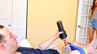 My sister saw my brother masturbating and helped him relax