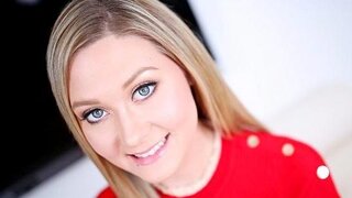 Cute blonde sucks dick until the end in her mouth and swallows cum